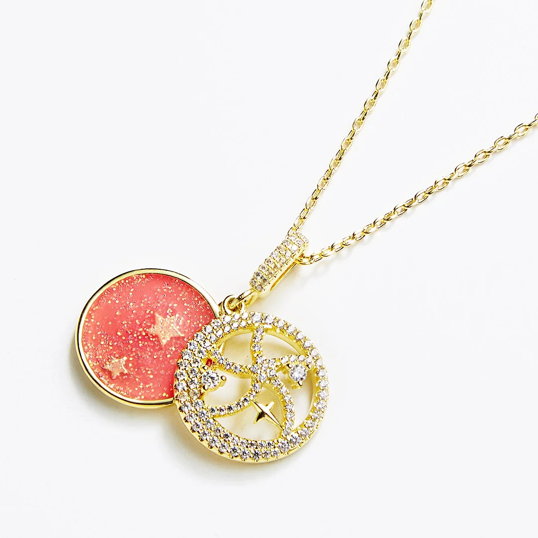 "Love You More Than All the Stars" Engraved 14K Gold Pendant Necklace