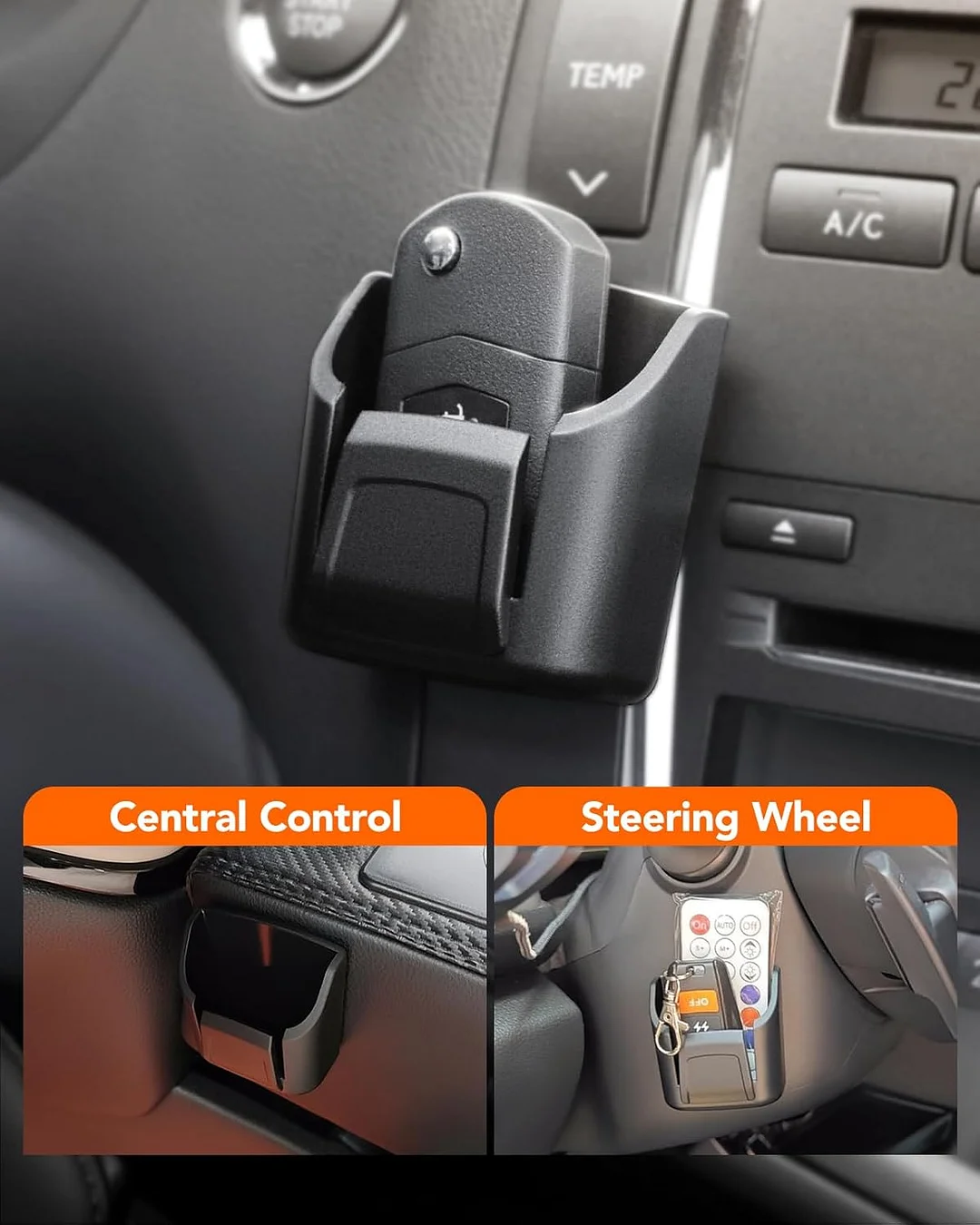 Car dashboard key and card storage holder