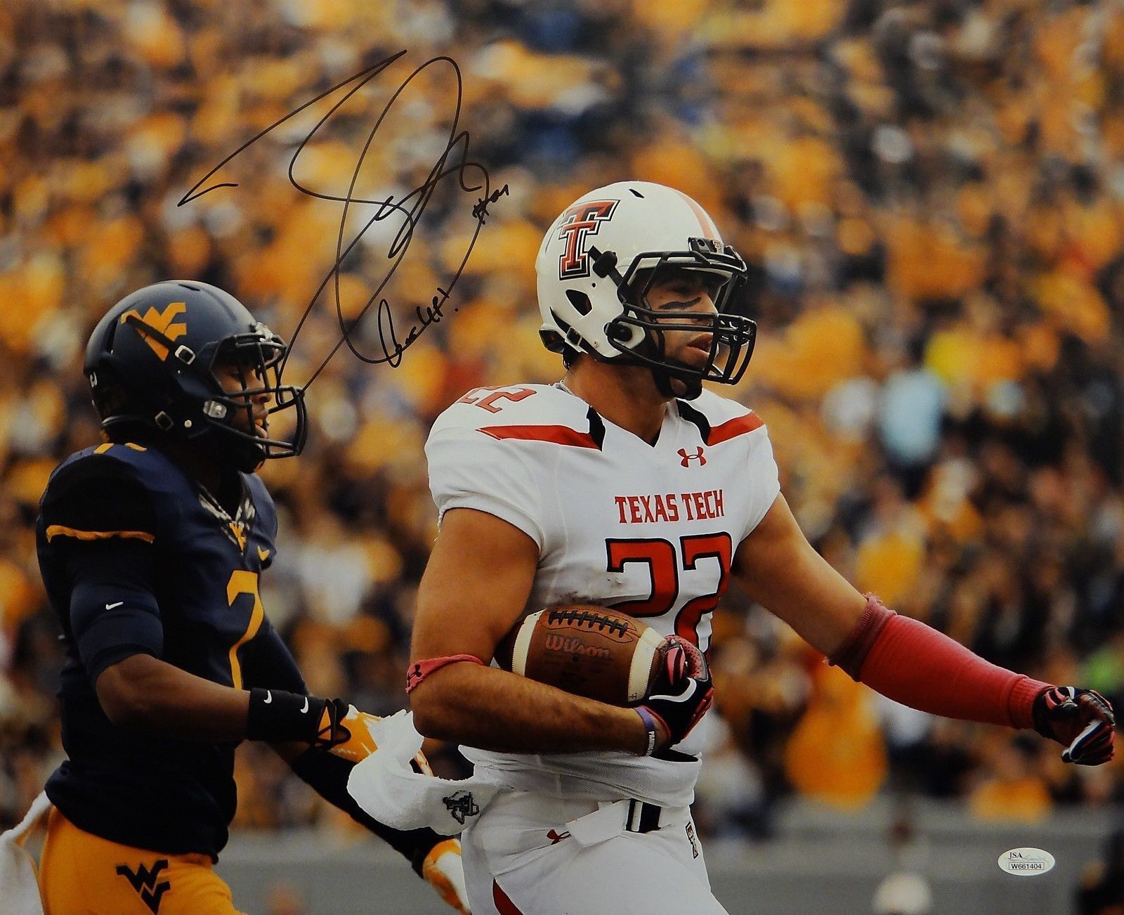 Jace Amaro Autographed 16x20 Texas Tech Against W.V. Photo Poster painting- JSA W Authenticated