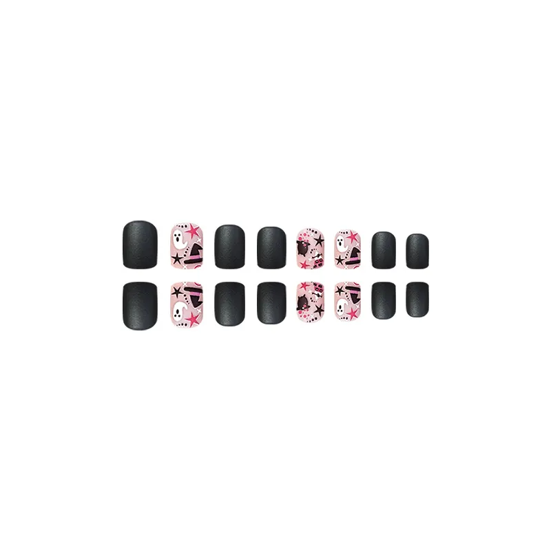 Churchf Churchf European Square Black Pink With Color Halloween Ghost Magic Hat Fashion Fake Nail Products Show White Beauty Nail Tablets