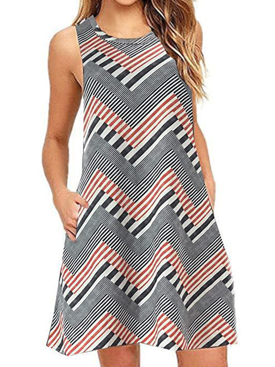 Sleeveless Loose Back Zip Tank Dress