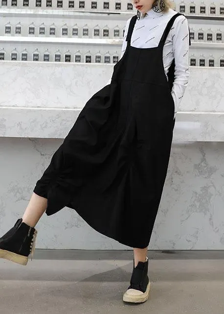 Natural black cotton quilting clothes Spaghetti Strap Cinched cotton robes Dress