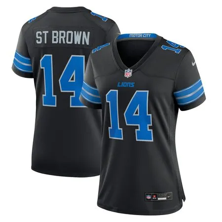 Women's Detroit Lions #14 Amon-Ra St. Brown  Black 2nd Alternate Game Jersey