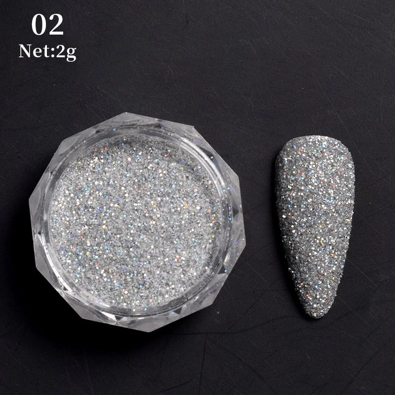 1Box Gray Gradient Shiny Nail Glitter Powder iridescent Sparkly Nail Art Chrome Pigment Silver DIY Nail Art Decoration