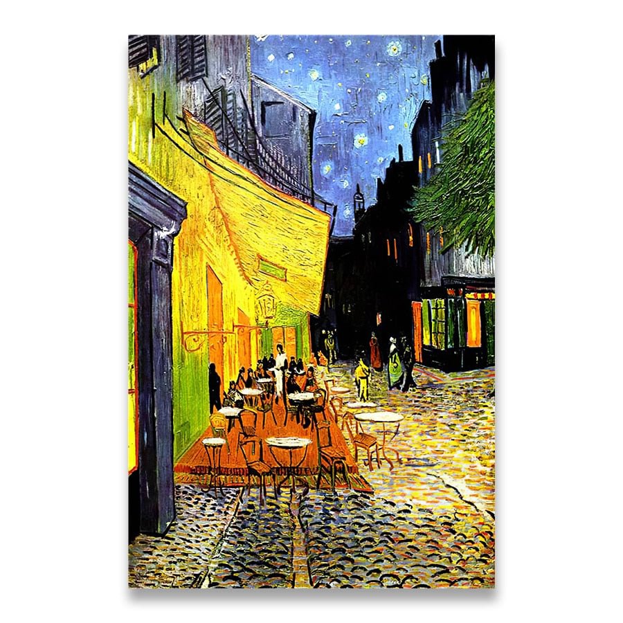 Van Gogh Famous Oil Painting Print Poster Cafe Terrace At Night Reproduction Canvas Wall Art Pictures for Living Room Decoration