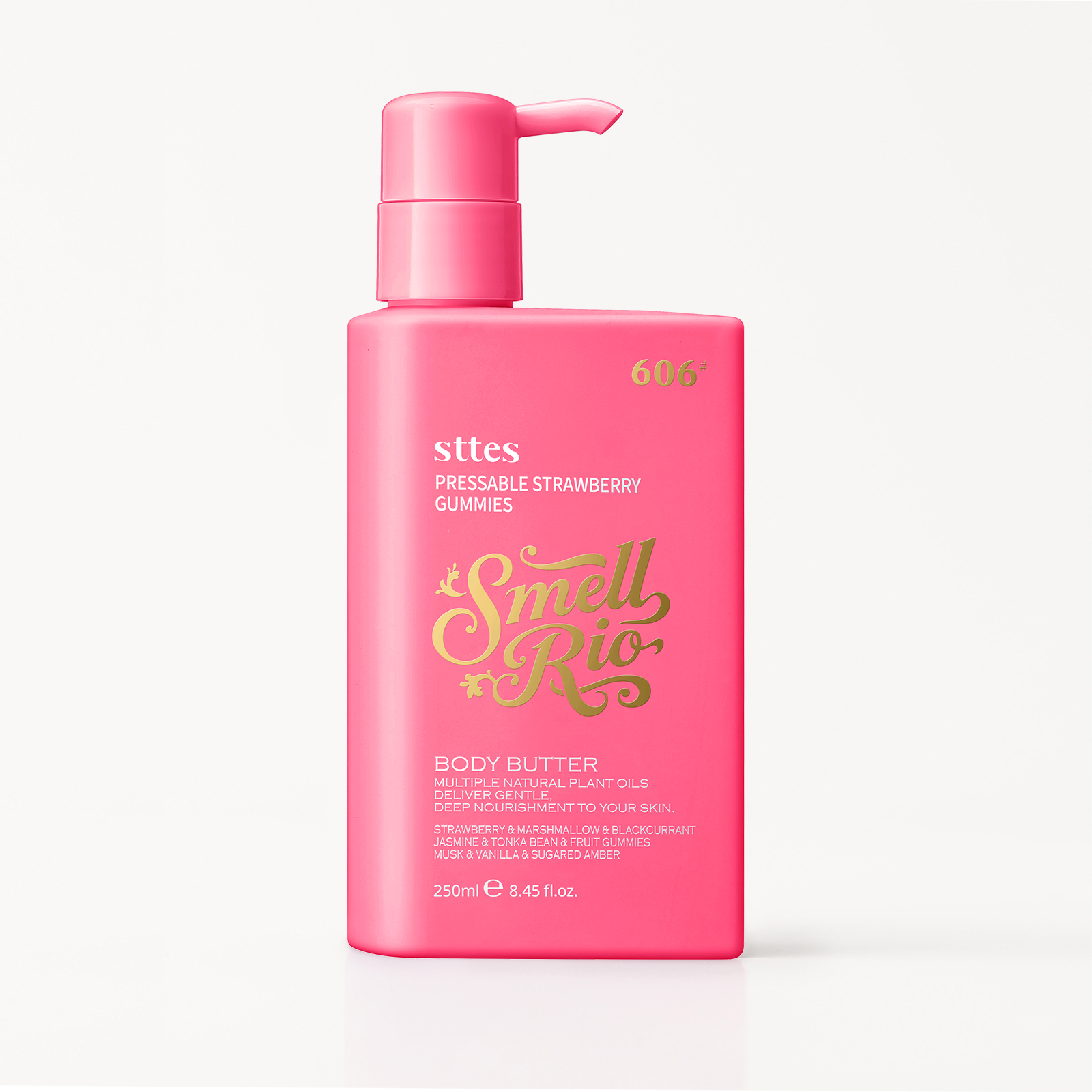 New Sttes 606 Body Lotion, 250ml/8.45 fl oz – Strawberry, Marshmallow, Fruit Gummies & Vanilla Gourmand Scent – Deep Moisturizing, Fast-Absorbing, Non-Greasy – For Dry Skin, Women & Men