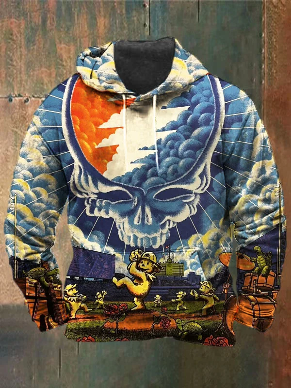 Unisex Skull Bear Print Heavyweight Hoodies