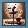 Danseuse sur café-perceuse ronde peinture diamant-40*40cm