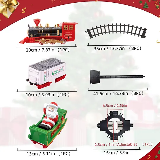 Train électrique Télécommandé Noël Avec Fumée, Lumière Et Son | Circuit 151 Cm | Décoration Sapin | Cadeau Enfant 3 Ans