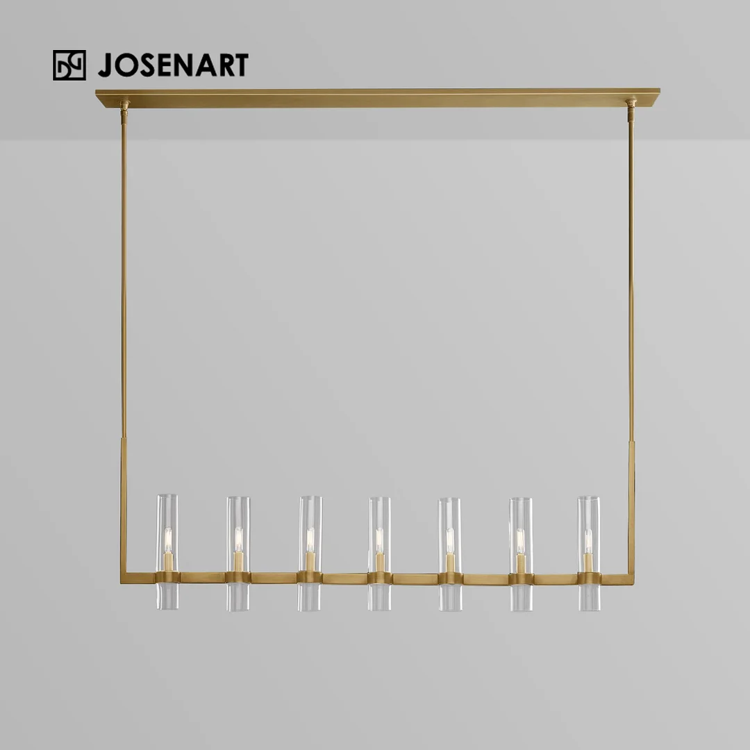 Cylindrical Glass Lampshade Linear Chandelier JOSENART Josenart