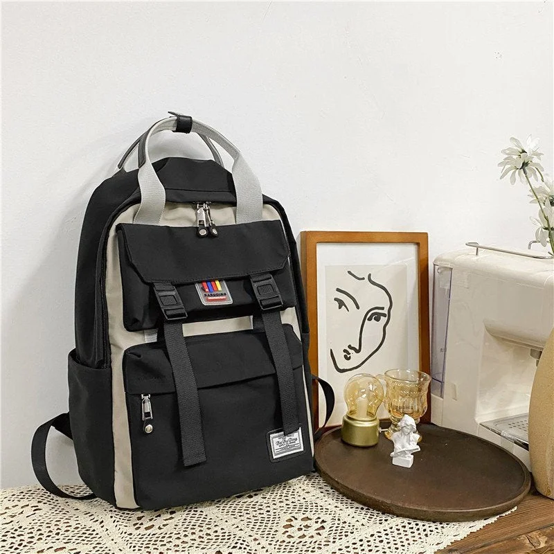 Fashion School Backpack Waterproof Nylon for Women Laptop Ladies Cute Female Rucksack Kawaii Student Men Black Book Bag Mochila