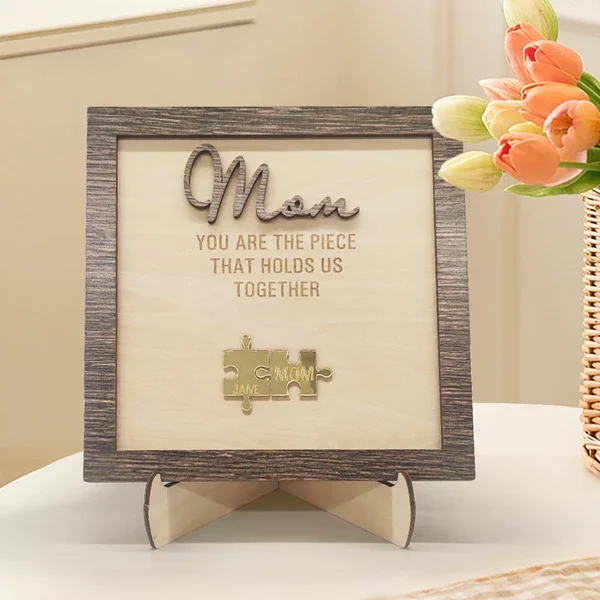 Mom Puzzle Sign Personalized 2 Names You Are the Piece That Holds Us Together Mother's Day Gift