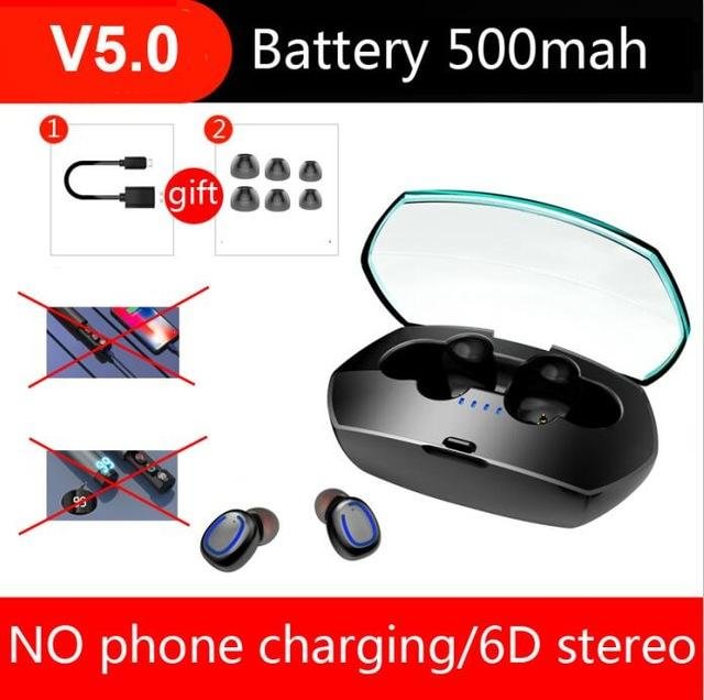 6D Bluetooth 5.0 Waterproof Headphones with Smart Power Bank