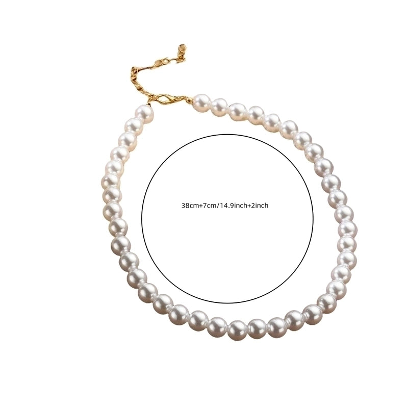 Elegant Lady Round Artificial Pearl Imitation Pearl Metal Choker3