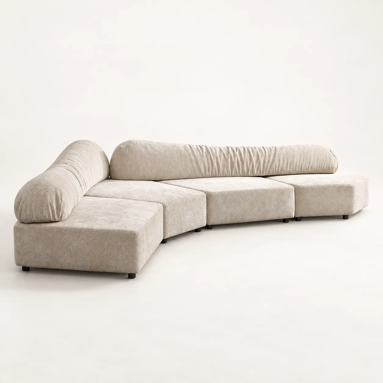 Rock Asymmetric Sectional Sofa - Ivory - White studio product view