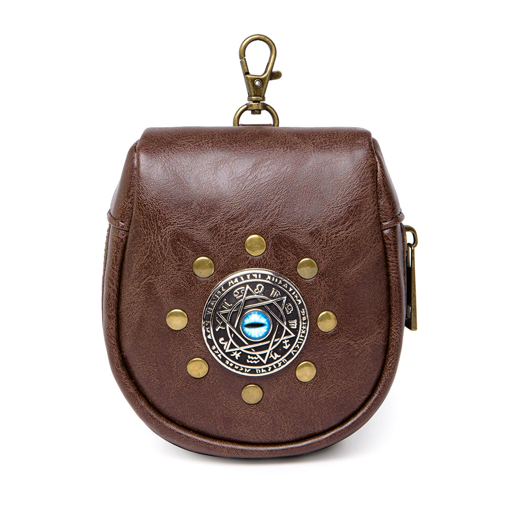 12 Zodiac Vintage Dark Belt Bag PU Leather Studded Gemstone Belt Bag