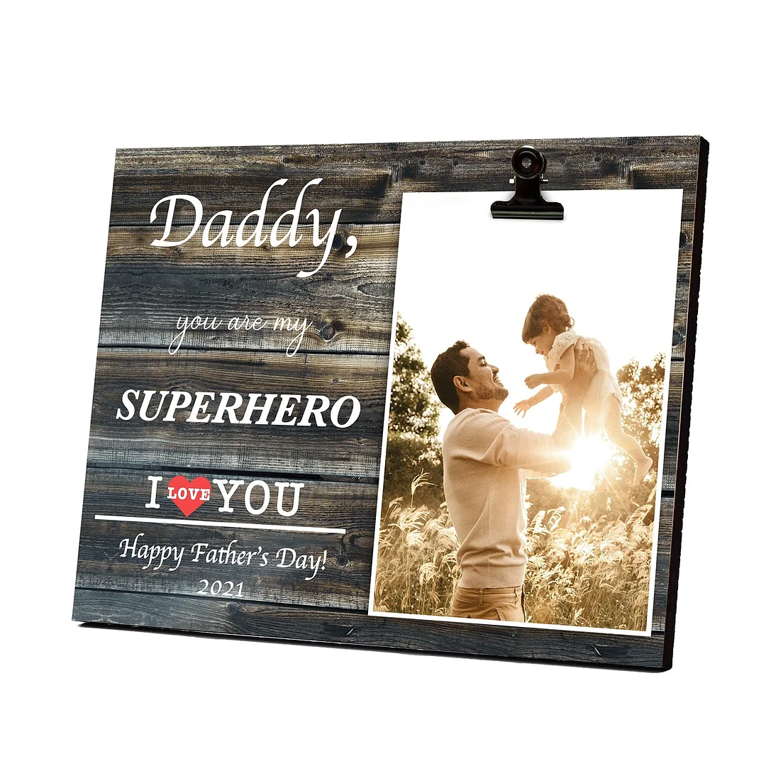 Wood Picture Frame DIY Personalized Photo Frame For Father's Day Gift From Daughter Son Unique Gift Wall Frames With Holder