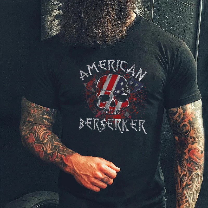 Livereid American Berserker Skull Print T-shirt - Livereid