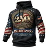 Men's Vintage Black 250th Anniversary American Flag Eagle Camouflage Print Pocket Hoodie by Inlyline