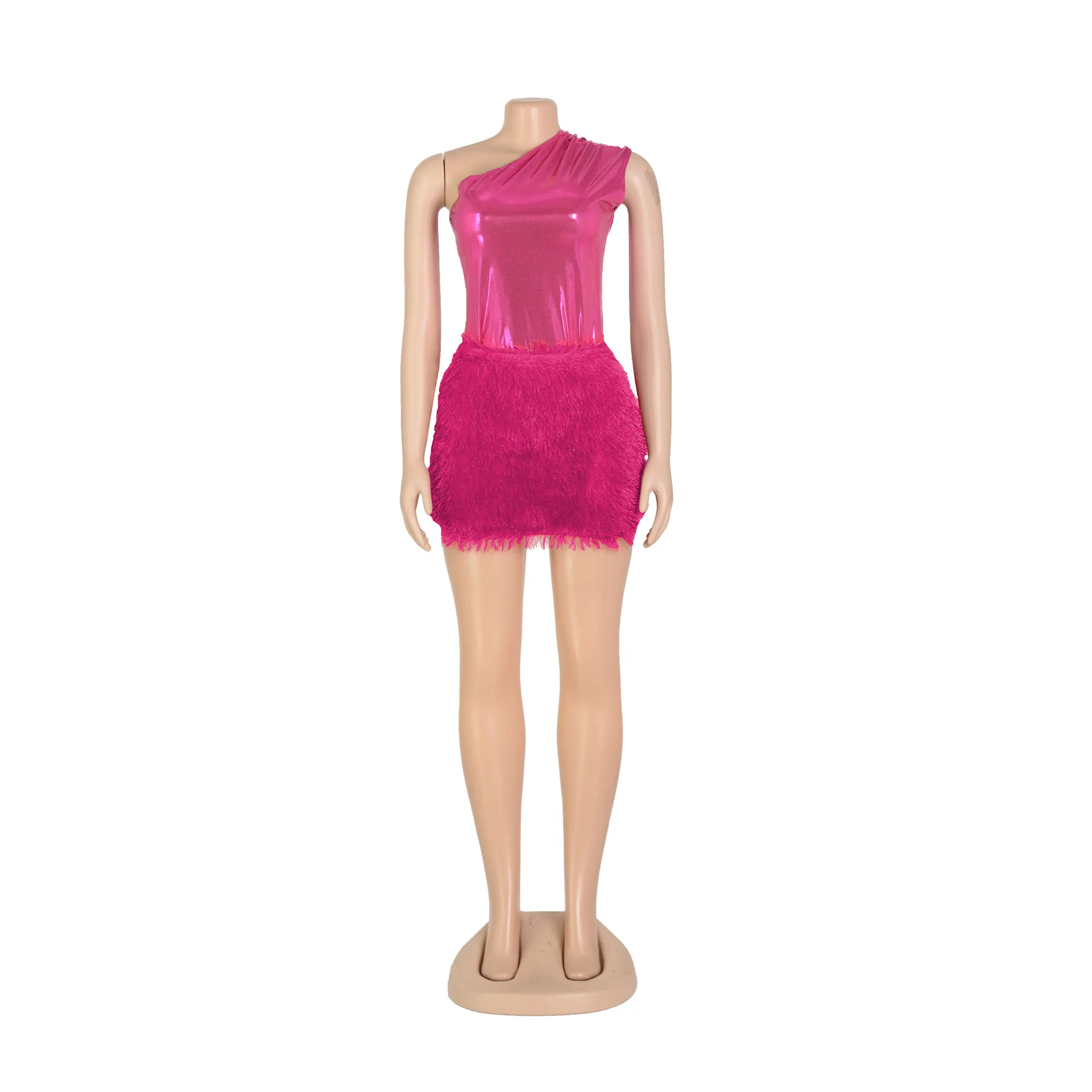 Women Clothing Skirt Set Jumpsuit Glossy Sexy Skirt Two Piece Set