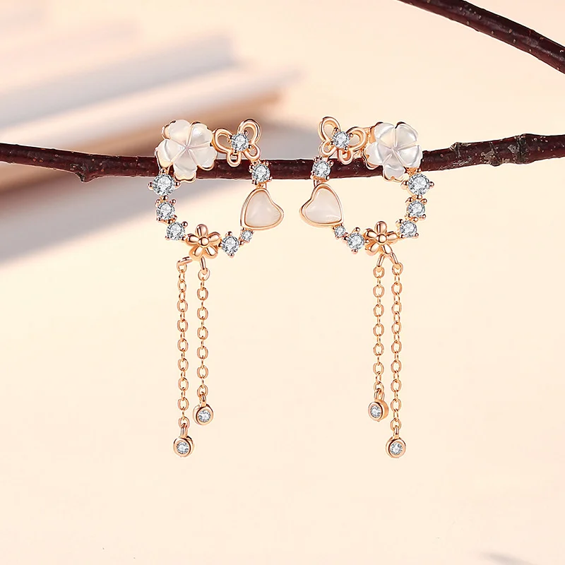 Cherry Blossom Garland Crystal Earrings