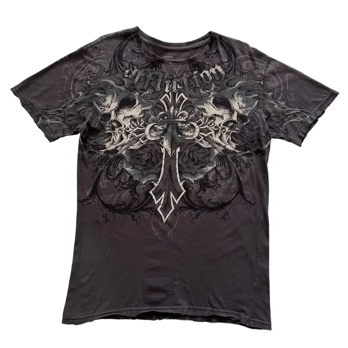 Claimyourwin men fall wear Y2K Gothic Clothing Affliction T Shirt Men Skull Graphic New Harajuku Round Neck Oversized T-Shirt Short Sleeve Tops Street Wear