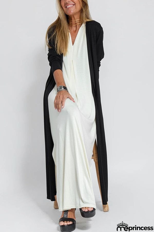 Shades of Happiness Knit Solid Color Slit Drape Cardigan