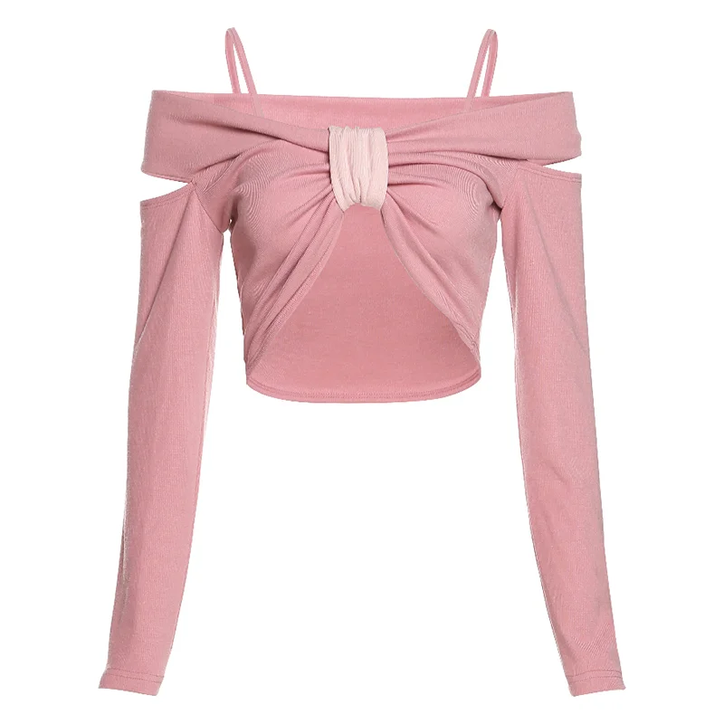 Churchf Pink Love Stitching Girl Young Cute Gentle Charm Wild Sweet Fashion Bow Women's Tight-Fitting Hip Elastic Sling Dress