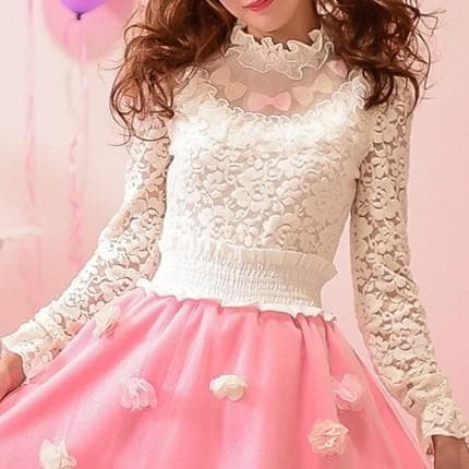 S/M/L Sweet Lace Bottoming Shirt Blouse SP153614