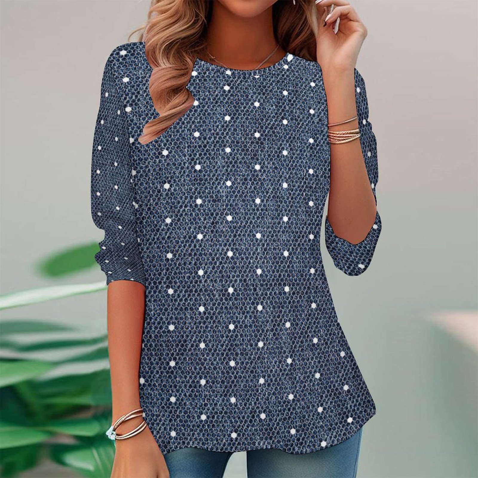 Women Long Sleeve V-neck Graphic Floral Printed Top
