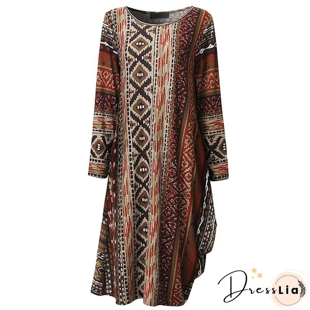 3 Colors Womens Vintage Boho Long Sleeve Floral Kaftan Baggy Maxi Dress Vestidos Plus Size S-5XL