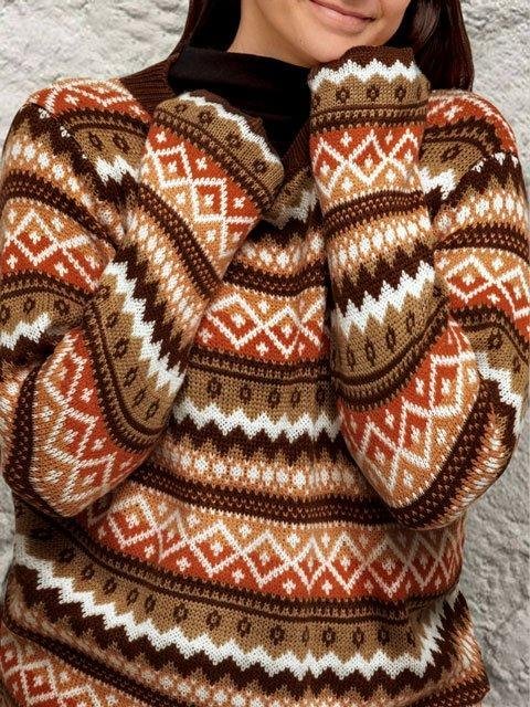 Cotton-Blend Round Neck Long Sleeve Sweater | EGEMISS