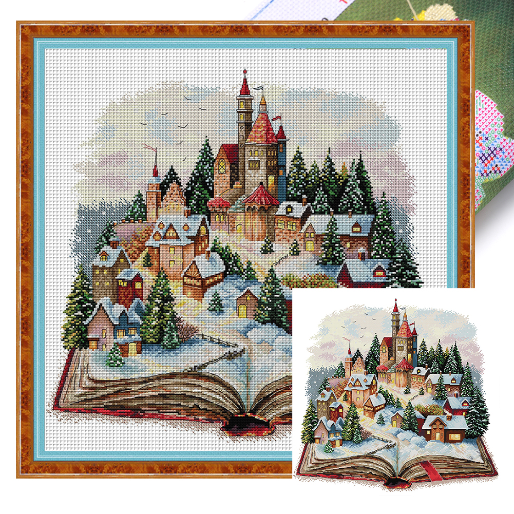 【Joy Sunday】Magic Castle Partial 14CT Pre-stamped Canvas(52*52cm) CrossStitch(backstitch)