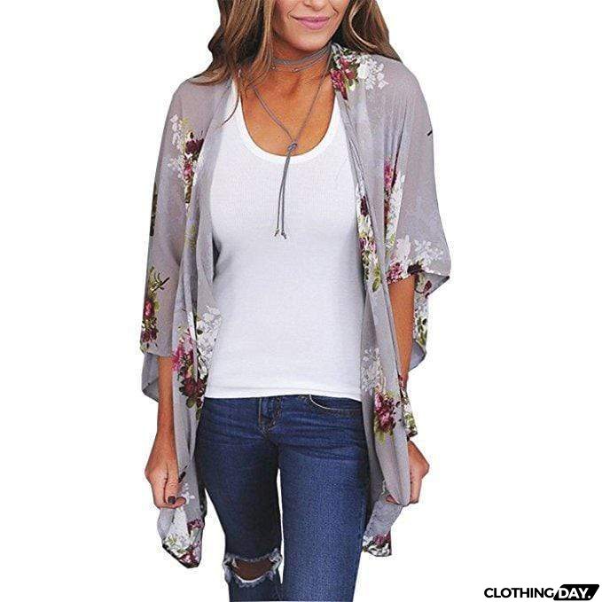 Bohemia Flower Print Summer Beach Women's Cardigan Loose Chiffon Coat