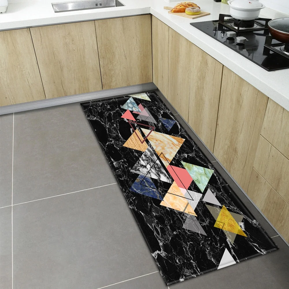 Modern Kitchen Mat Home Entrance Doormat Hallway Bathroom Anti-Slip Long Rug Bedroom Living Room Balcony Floor Decoration Carpet