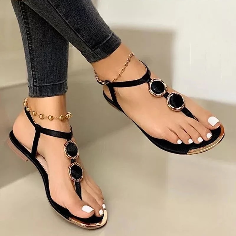 Mature Women Fashion Flat Sandals Summer Beach Shoes