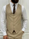 Lambrusco Cream Slim Fit Peak Lapel Striped Suit