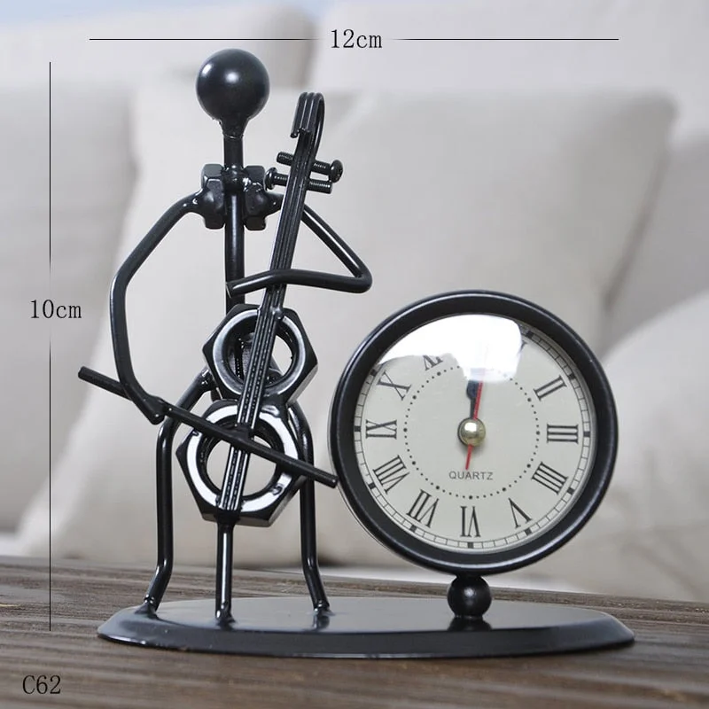 Metal Musical Alarm Clock Home Decoration Iron Model Antique Clock Desk and Tabletop Clock Simple Time Recording Accessories
