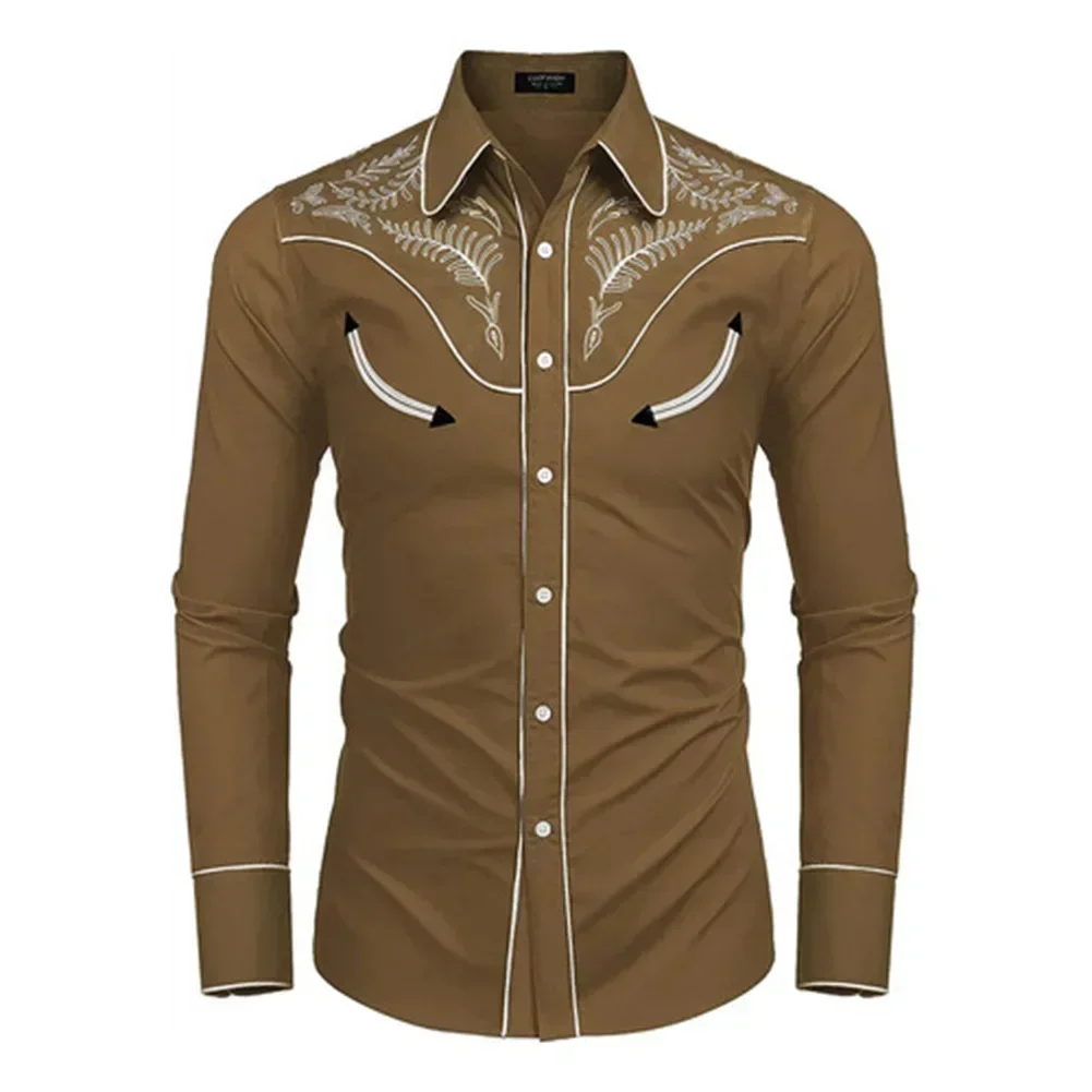 Vintage Men's Shirts And Blouses Long Sleeve Western Tribal Ethnic Printed Retro Single Breasted Outwear Tops Shirt Clothing