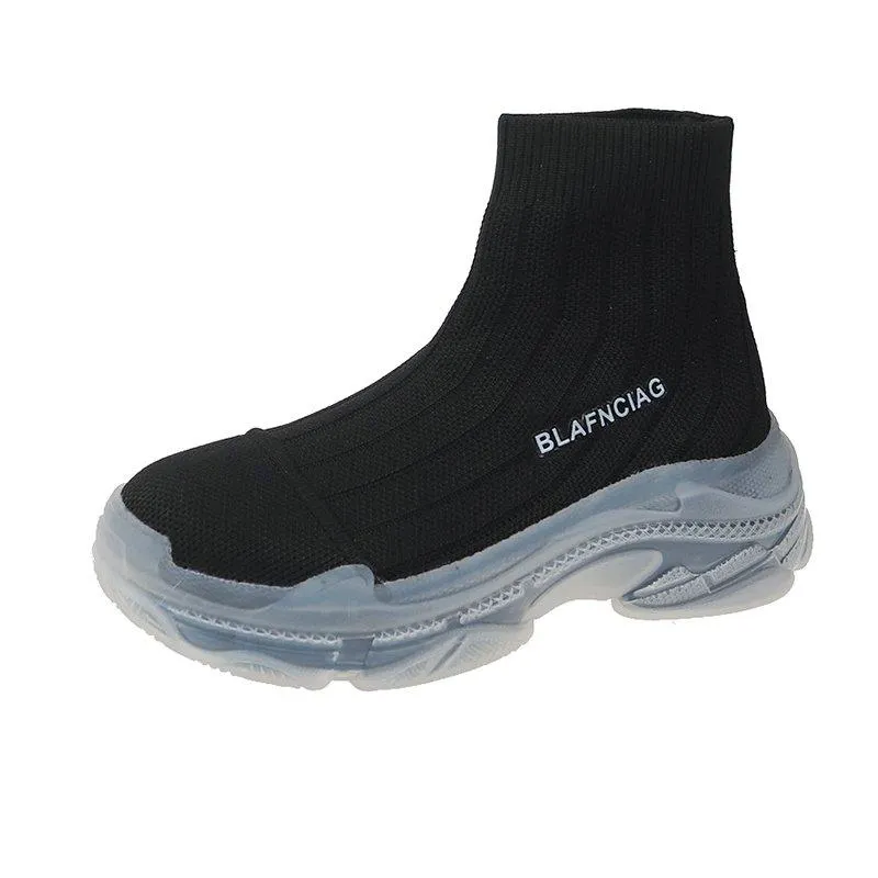 Fashion Women Boots Summer High Top Slip-on Breathable Socks Shoes Fashion Women's Chunky Sneakers Pink Green Sport Shoes