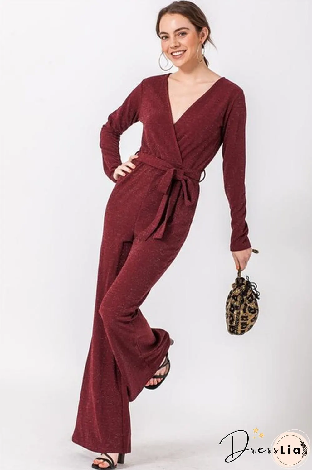 Favlux Bell Bottom Waist Tie Jumpsuit
