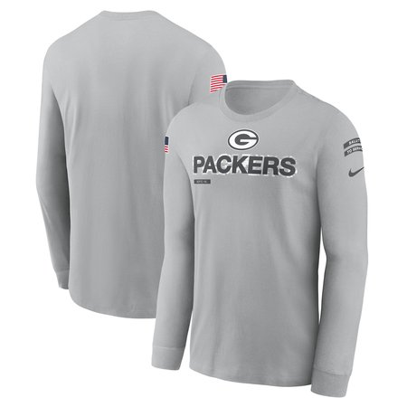 Men's Green Bay Packers  Gray 2024 Salute To Service Long Sleeve T-Shirt
