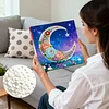 DIY Pearl Painting Moon in the Lake for Home Decor with Frame(25x25cm)