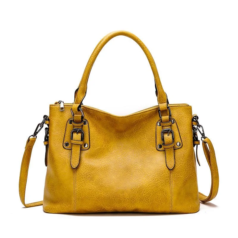 Retro simple shoulder bag large capacity texture handbag