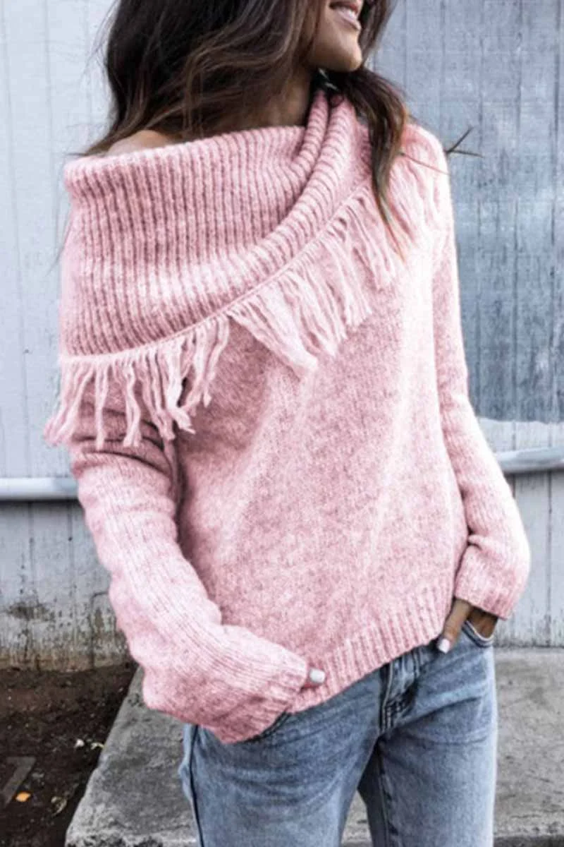 Abebey Shawl Fringed Knitted Sweater
