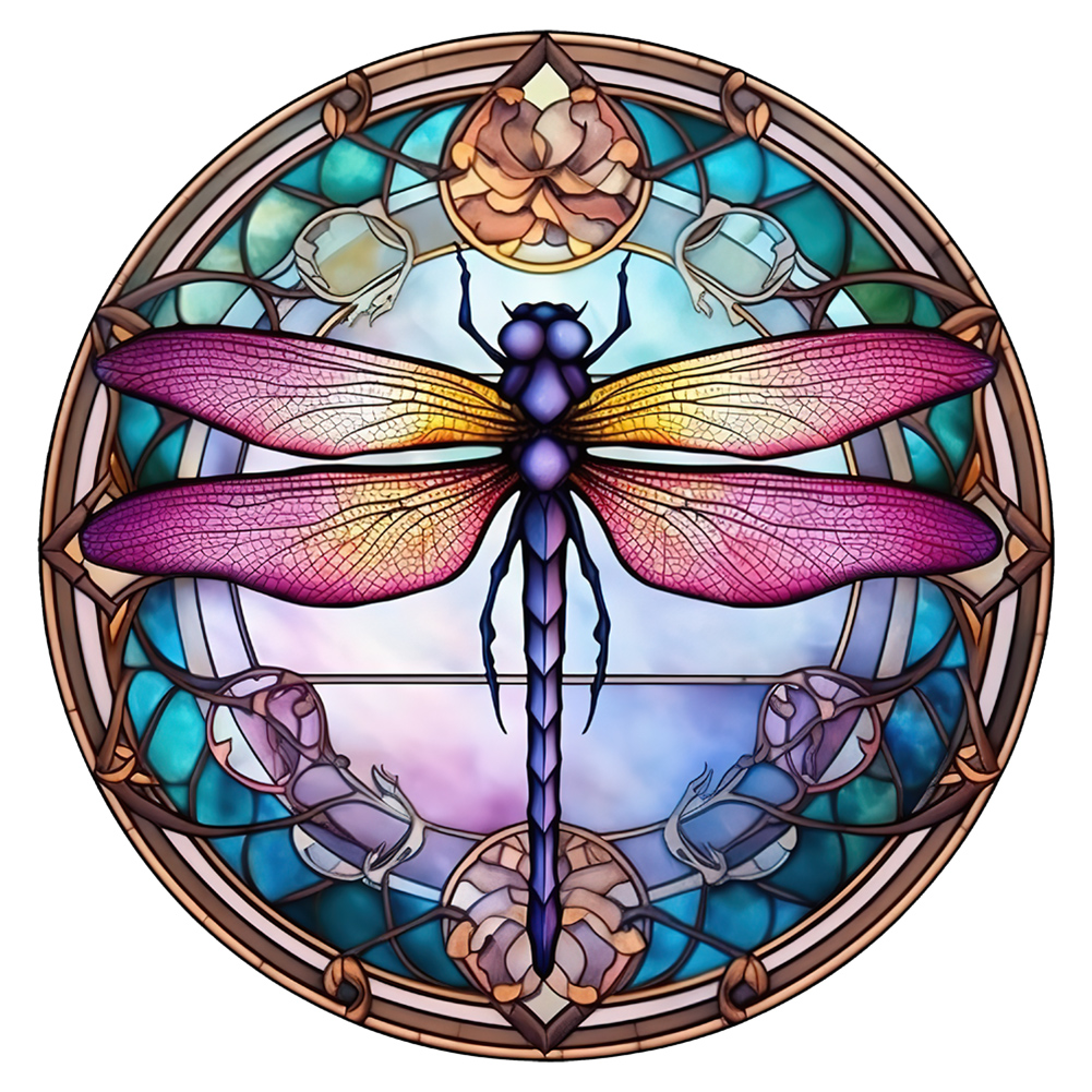 Animal Dragonfly Glass Painting 30*30cm(canvas) full round drill diamond painting