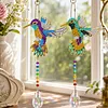 2PCS Spread-Winged Bird 5D DIY Diamond Painting Wind Chimes Suncatcher Kit Double Sided Diamond Art Kits Suncatcher with Crystal Pendant for Home Wall Window Decor Adults DIY Art Craft