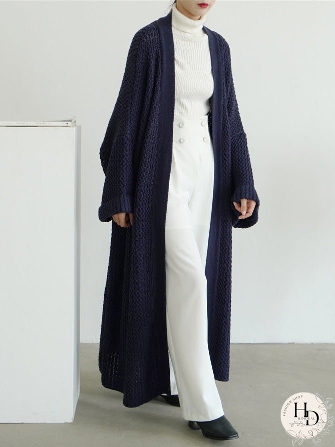 Cardigans Loose Solid Long Knitted Cardigan for Women