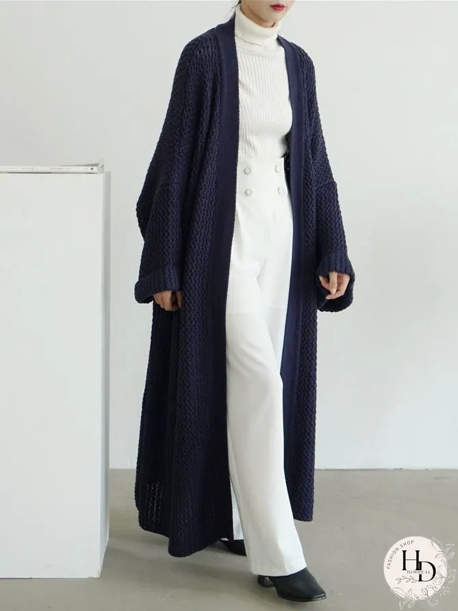 Cardigans Loose Solid Long Knitted Cardigan for Women