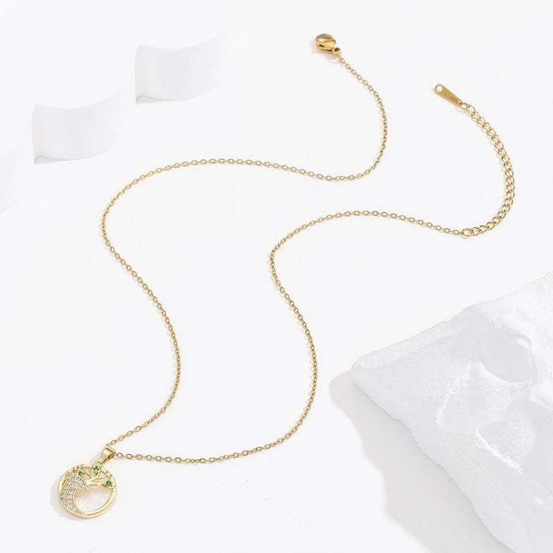 Vintage Style Elk Stainless Steel Zircon 18K Gold Plated Plating Inlay Pendant Necklace